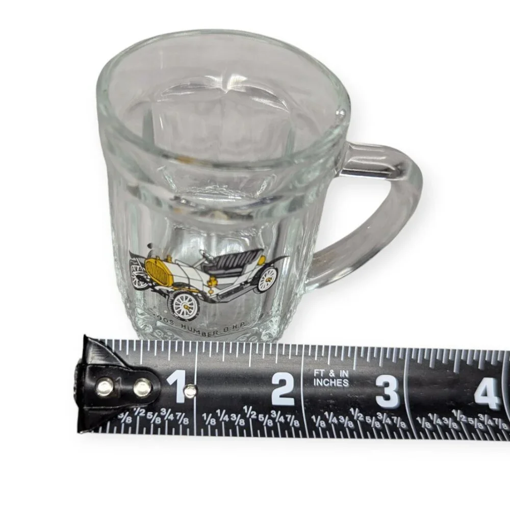 Vintage 1909 Humber 8 H.P. Classic Car Glass Shot Glass w/ D Handle 2.5